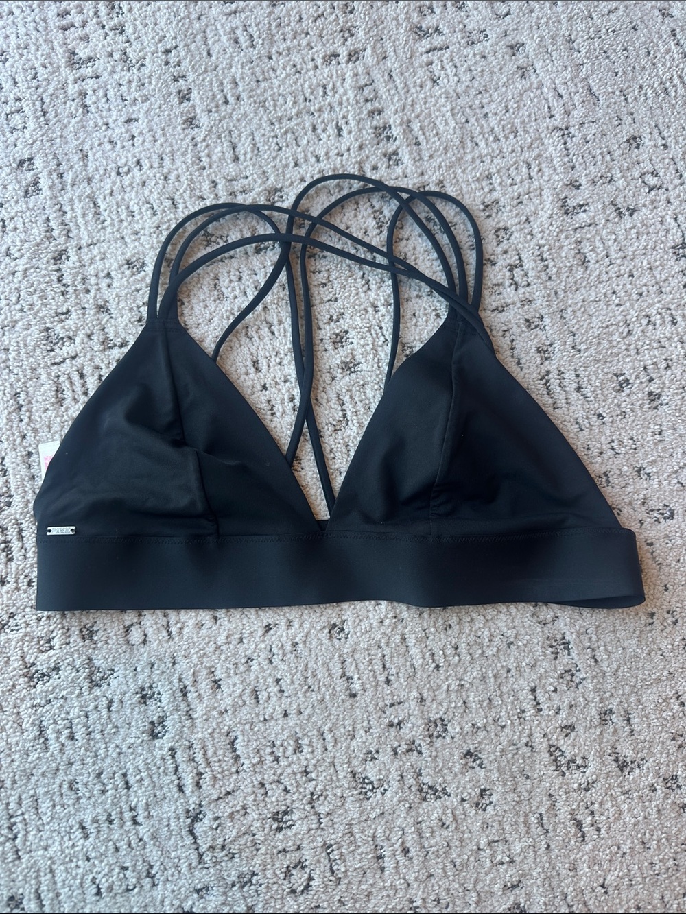 PINK Victoria's Secret Black Strappy Triangle Sports Bralette